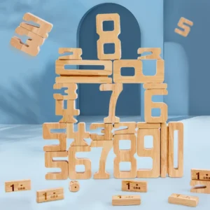 Blocchi Matematici in Legno Naturale per Bambini Gioco Educativo Montessori per Sviluppo del Bilanciamento e delle Abilità Numeriche