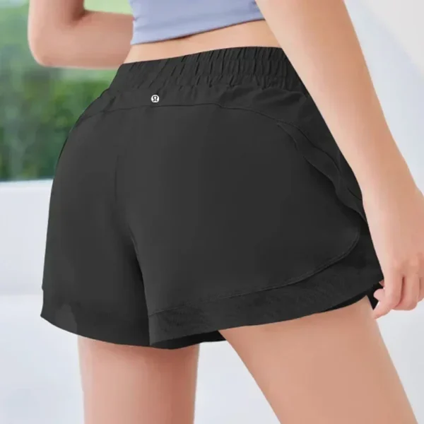 Pantaloncini sportivi ampia vestibilità vita alta rete multicolore doppio strato comodi e traspiranti per yoga e fitness - immagine 3