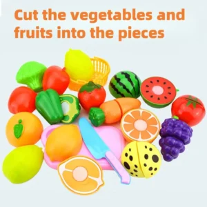 Set Giocattolo da Cucina Montessori Taglio di Frutta e Verdura per Bambini Fai Finta di Giocare per Ragazze e Ragazzi