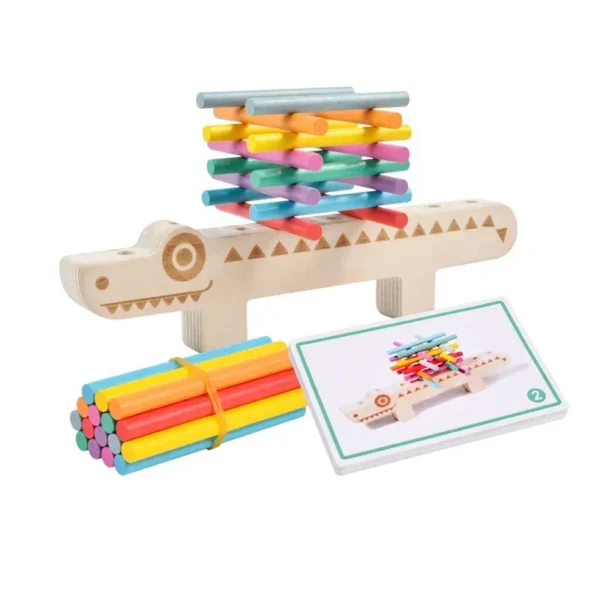 Giocattoli Montessori in legno per lo sviluppo cognitivo dei colori giochi di equilibrio e matematici per bambini dai 2 anni in su - immagine 5