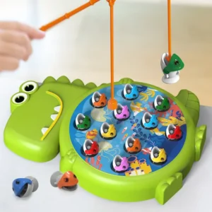 Giocattolo Dinosauro da Pesca Magnetico con Canna da Gioco Educativo per Bambini Baby Montessori Regalo Rotante Divertente