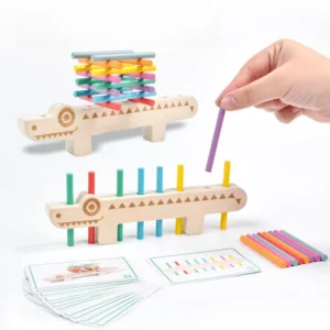Giocattoli Montessori in legno per lo sviluppo cognitivo dei colori e giochi di equilibrio per bambini con bastoncini educativi e attività per motricità fine e matematica