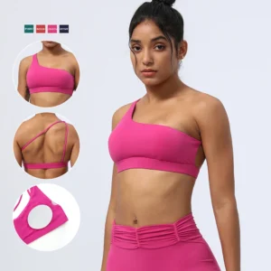 Reggiseno monospalla da yoga per donna Top sportivo elastico per allenamento e bellezza