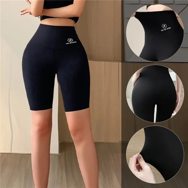 Pantaloncini da Yoga Elevatori per Donna con Vita Alta e Controllo Pancia Senza Cuciture per Allenamento in Palestra - immagine 2