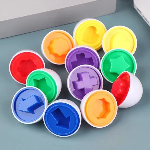 Giocattoli educativi Montessori per bambini 1 2 3 anni Puzzle sensoriale Uovo di Pasqua con forme colori e giochi di selezione - immagine 5