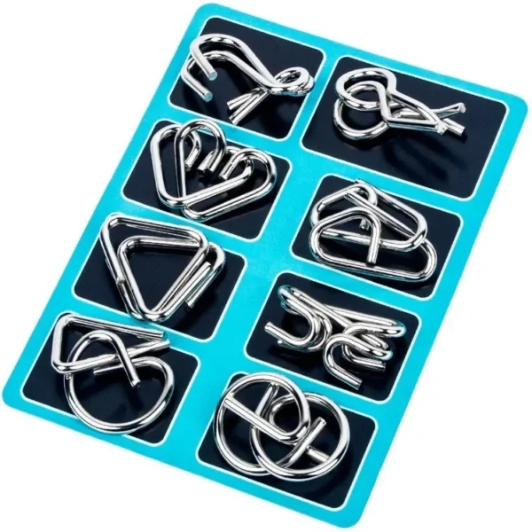 Set di 8 Puzzle in Metallo Montessori Gioco Educativo Interattivo per Bambini e Adulti Giocattoli Stimolanti Regalo Intelligente - immagine 3