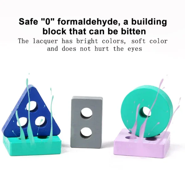 Giocattolo Montessori blocchi di costruzione in legno per apprendimento precoce giochi educativi a forma di colori per bambini e bambine puzzle divertenti - immagine 3