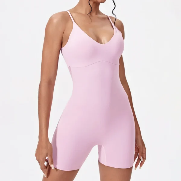 Tuta da Yoga Sportiva Sexy Senza Schiena in Mesh Traspirante Unico Pezzo per Allenamento Corsa e Palestra Donna - immagine 3