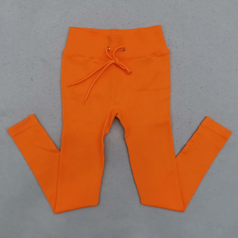 Pantaloni da yoga senza cuciture leggings a vita alta per donna con coulisse e controllo della pancia per allenamenti e corsa - immagine 4