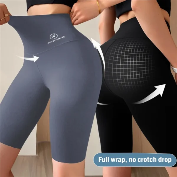 Pantaloncini da Yoga Elevatori per Donna con Vita Alta e Controllo Pancia Senza Cuciture per Allenamento in Palestra - immagine 4