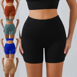 Shorts Donna Sportivi Seamless Push Up Vita Alta in Spandex per Yoga Running e Ciclismo