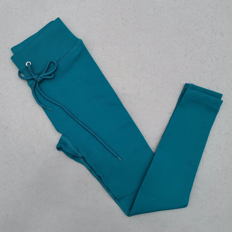 Pantaloni da yoga senza cuciture leggings a vita alta per donna con coulisse e controllo della pancia per allenamenti e corsa - immagine 3