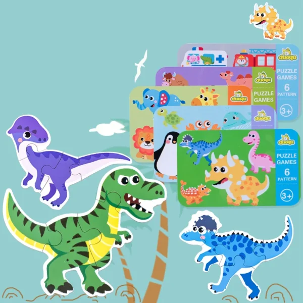 Puzzle Montessori in Legno 3D per Bambini da 2 a 4 Anni Giocattoli Educativi in Scatola di Ferro - immagine 2