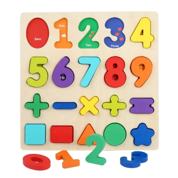 Gioco Educativo in Legno Montessori Alfabeto e Numeri Puzzle Geometrico per Bambini con Pannello di Corrispondenza e Presa a Mano - immagine 5