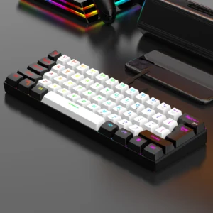 Tastiera da Gioco Cablata 60% Ultra Compatta Retroilluminata RGB Impermeabile 61 Tasti per PC e Mac