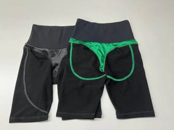 Pantaloncini Sexy Mesh a Vita Alta per Donna 2024 Abbigliamento Sportivo da Ciclismo e Yoga Trasparenti Neri - immagine 5