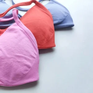 Reggiseno Sportivo Yoga senza Schienale con Spalline Regolabili Coppe Rimovibili per Allenamento Donna Abbigliamento Fitness Palestra Top Halter