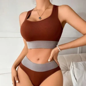 Set Biancheria Intima Donna Senza Cuciture Reggiseno Senza Fili e Mutandine Sexy a Vita Media Comodo Set Sportivo e Canotte Lingerie