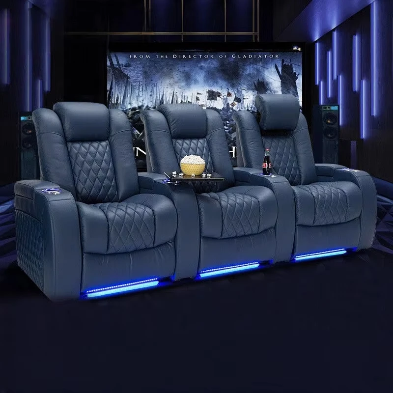 Divano reclinabile elettrico multifunzionale in vera pelle per soggiorno e home theater sedia da massaggio moderna per un relax da cinema nordico