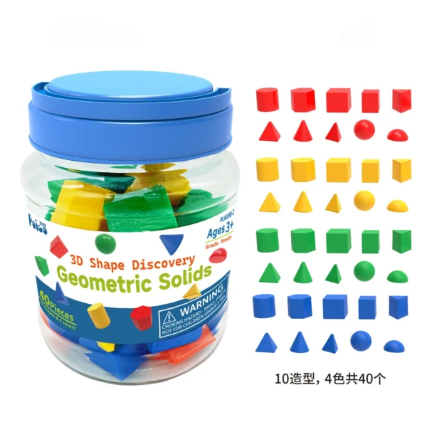 Giocattoli Educativi Montessori per Bambini Matematica 3D Forme Geometriche Colorate Apprendimento Numeri e Lettere - immagine 6