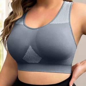 Reggiseno Sportivo Plus Size L-3XL Senza Cuciture per Donna Sexy Push Up Gilet Fitness Colore a Contrasto Scollo a U Racerback per Allenamento