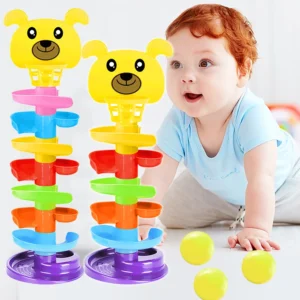 Giocattolo Montessori Palla Rotolante per Bambini Sviluppo Educativo Pista Impilabile per Età 1 2 3 Anni