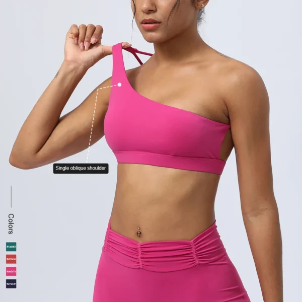 Reggiseno monospalla da yoga per donna Top sportivo elastico per allenamento e bellezza - immagine 3