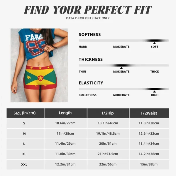 Pantaloncini sportivi attillati con bandiera di Grenada per donna comodi e sexy per Yoga e fitness - immagine 6