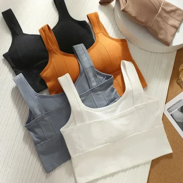 Reggiseno sportivo senza cuciture da donna traspirante e antiurto top corto per yoga e attività sportive - immagine 4